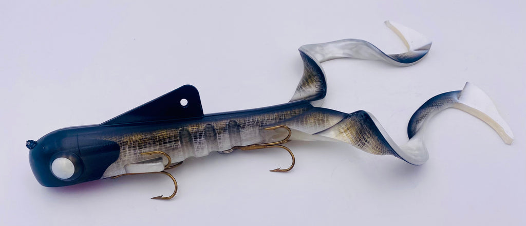 Shallow Pit Bull Double Tail - Pro Harness - Blotchy Walleye